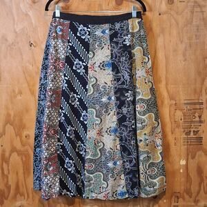 Sassi's Wrap Skirt Women OS Boutique Woven 100% Cotton Abstract Floral Bohemian